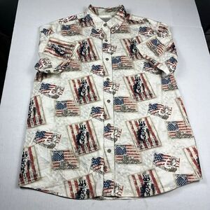 American Legacy Mens Button Down Shirt Flag Patriotic Americana Short Sleeve XL
